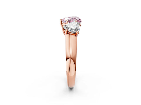 Rose gold Fancy Pink Heart Cut Three-Stone Diamond Ring with Prong Setting on a Classic Band_2