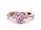 Rose gold Fancy Pink Heart  Cut Three-Stone Solitaire Ring with Round Accent Diamonds and Four-Prong Setting_19
