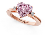 Rose gold Fancy Pink Heart  Cut Three-Stone Solitaire Ring with Round Accent Diamonds and Four-Prong Setting_20