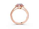 Rose gold Fancy Pink Heart  Cut Three-Stone Solitaire Ring with Round Accent Diamonds and Four-Prong Setting_22