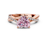 Rose gold Fancy Pink Heart  Cut Twist Band Solitaire Diamond Ring with Pavé Setting_3