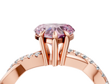Rose gold Fancy Pink Heart  Cut Twist Band Solitaire Diamond Ring with Pavé Setting_7
