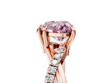 Rose gold Fancy Pink Heart  Cut Twist Band Solitaire Diamond Ring with Pavé Setting_8
