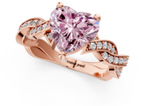 Rose gold Fancy Pink Heart  Cut Twisted Pavé Band Solitaire Ring with Four-Prong Setting_56