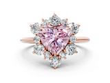 Rose gold Fancy Pink Heart  Diamond Cluster Halo Ring with Solitaire Band and Four-Prong Setting_20