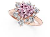 Rose gold Fancy Pink Heart  Diamond Cluster Halo Ring with Solitaire Band and Four-Prong Setting_21