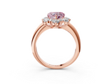Rose gold Fancy Pink Heart  Diamond Cluster Halo Ring with Solitaire Band and Four-Prong Setting_23