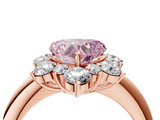 Rose gold Fancy Pink Heart  Diamond Cluster Halo Ring with Solitaire Band and Four-Prong Setting_24