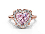 Rose gold Fancy Pink Heart  Diamond Cluster Halo Solitaire with Four-Prong Setting_77