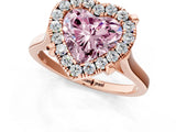 Rose gold Fancy Pink Heart  Diamond Cluster Halo Solitaire with Four-Prong Setting_78