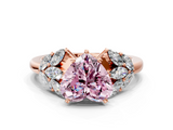 Rose gold Fancy Pink Heart  Diamond Cluster Leaf Design Ring with Prong Setting_70