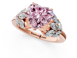 Rose gold Fancy Pink Heart  Diamond Cluster Leaf Design Ring with Prong Setting_71