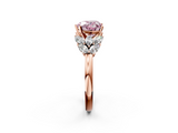 Rose gold Fancy Pink Heart  Diamond Cluster Leaf Design Ring with Prong Setting_72