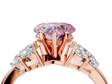 Rose gold Fancy Pink Heart  Diamond Cluster Leaf Design Ring with Prong Setting_74