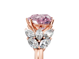 Rose gold Fancy Pink Heart  Diamond Cluster Leaf Design Ring with Prong Setting_75