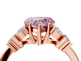 Rose gold Fancy Pink Heart  Diamond Floral Cluster Ring with Solitaire Band and Prong Setting_46