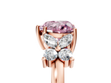 Rose gold Fancy Pink Heart  Diamond Floral Cluster Ring with Solitaire Band and Prong Setting_47
