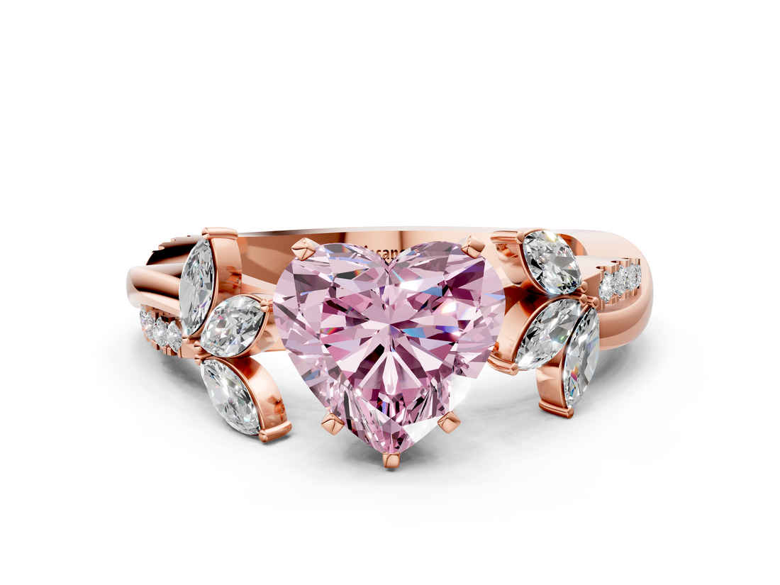 Rose gold Fancy Pink Heart  Diamond Floral Vine Solitaire Engagement Ring_3