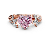 Rose gold Fancy Pink Heart  Diamond Floral Vine Solitaire Engagement Ring_3