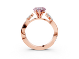 Rose gold Fancy Pink Heart  Diamond Floral Vine Solitaire Engagement Ring_6