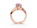 Rose gold Fancy Pink Heart  Diamond Halo Ring with Marquise and Pavé Band in Prong Setting_72