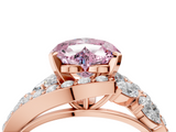 Rose gold Fancy Pink Heart  Diamond Halo Ring with Marquise and Pavé Band in Prong Setting_73