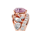 Rose gold Fancy Pink Heart  Diamond Halo Ring with Marquise and Pavé Band in Prong Setting_74