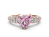 Rose gold Fancy Pink Heart  Diamond Pavé Band Solitaire Ring with Four-Prong Setting_49