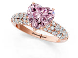 Rose gold Fancy Pink Heart  Diamond Pavé Band Solitaire Ring with Four-Prong Setting_50