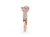 Rose gold Fancy Pink Heart  Diamond Pavé Band Solitaire Ring with Four-Prong Setting_51