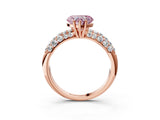 Rose gold Fancy Pink Heart  Diamond Pavé Band Solitaire Ring with Four-Prong Setting_52