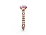 Rose gold Fancy Pink Heart  Diamond Pavé Band Solitaire with Four-Prong Setting_206
