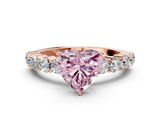 Rose gold Fancy Pink Heart  Diamond Pavé Band Solitaire with Four-Prong Setting_3