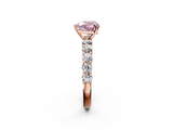 Rose gold Fancy Pink Heart  Diamond Pavé Band Solitaire with Four-Prong Setting_5