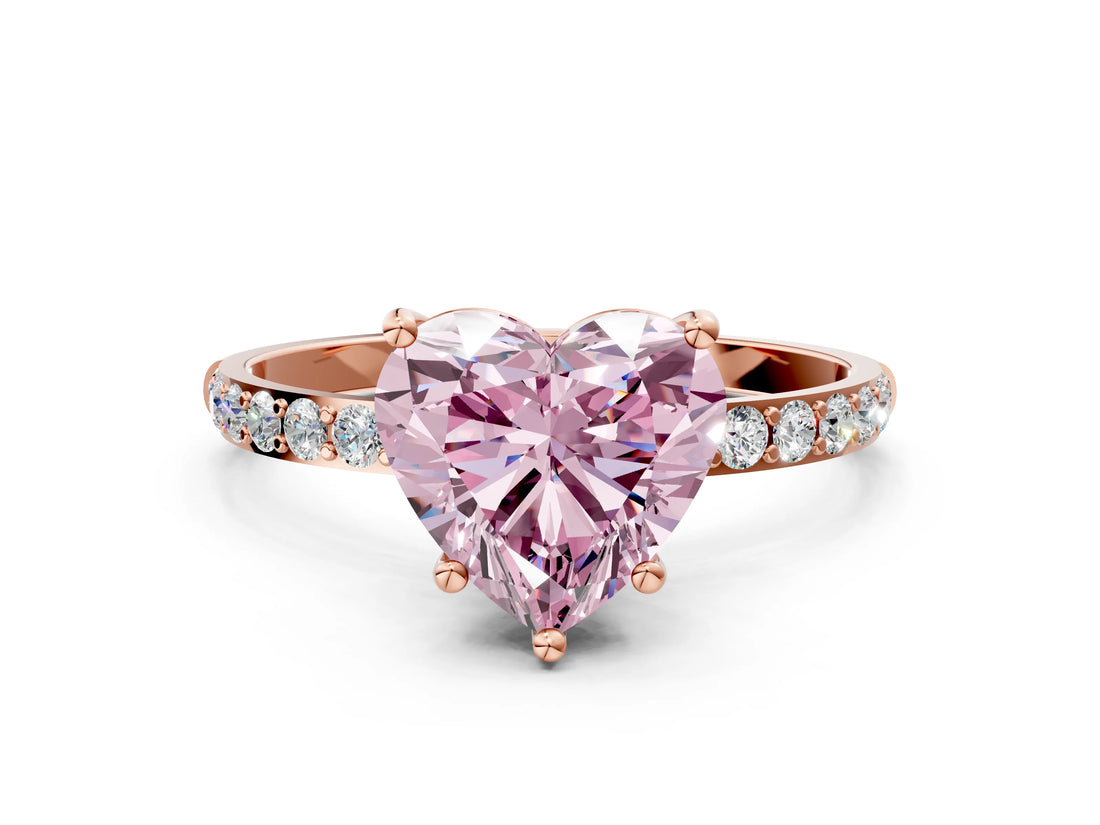 Rose gold Fancy Pink Heart  Diamond Pavé Band with Six-Prong Setting_27