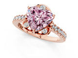Rose gold Fancy Pink Heart  Diamond Pave Band with Floral Prong Setting_28