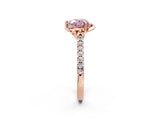 Rose gold Fancy Pink Heart  Diamond Pave Band with Floral Prong Setting_29