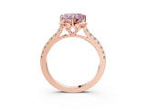 Rose gold Fancy Pink Heart  Diamond Pave Band with Floral Prong Setting_30