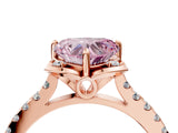 Rose gold Fancy Pink Heart  Diamond Pave Band with Floral Prong Setting_31