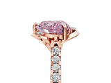 Rose gold Fancy Pink Heart  Diamond Pave Band with Floral Prong Setting_32