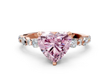 Rose gold Fancy Pink Heart  Diamond Prong Set Engagement Ring with Pave Band_182