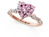 Rose gold Fancy Pink Heart  Diamond Prong Set Engagement Ring with Pave Band_183