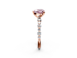 Rose gold Fancy Pink Heart  Diamond Prong Set Engagement Ring with Pave Band_184