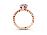 Rose gold Fancy Pink Heart  Diamond Prong Set Engagement Ring with Pave Band_185