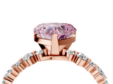 Rose gold Fancy Pink Heart  Diamond Prong Set Engagement Ring with Pave Band_186