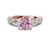 Rose gold Fancy Pink Heart  Diamond Prong Setting with Side Stones on a Pave Band_137
