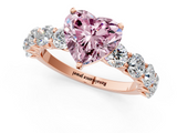 Rose gold Fancy Pink Heart  Diamond Prong Setting with Side Stones on a Pave Band_138