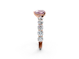 Rose gold Fancy Pink Heart  Diamond Prong Setting with Side Stones on a Pave Band_139