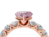 Rose gold Fancy Pink Heart  Diamond Prong Setting with Side Stones on a Pave Band_141