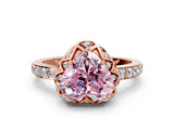 Rose gold Fancy Pink Heart  Diamond Solitaire Ring with Shared Prong Pavé Band_53
